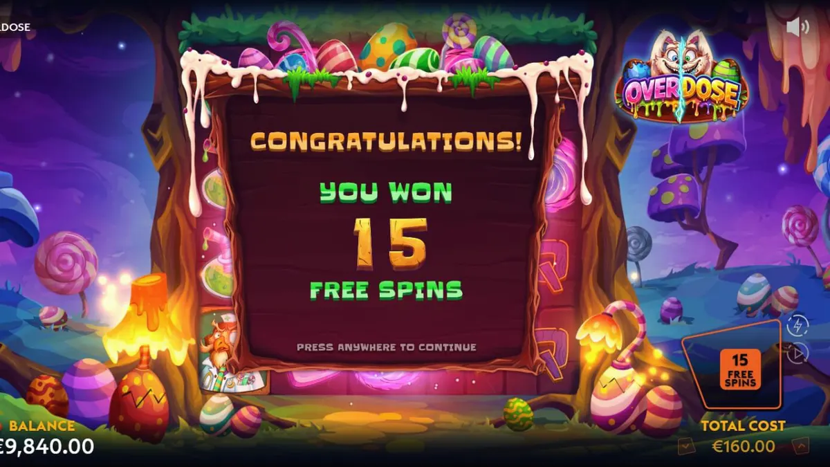 Tampilan visual slot Overdose dengan tema Easter yang gelap dan modern